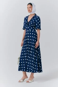 Saffie Crepe Polka Dot Button Through Dress -Ghost Fashion Store D10G046 Z70 33620 650px 964px