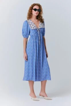 Nellie Crepe Collared Midi Smock Dress 9 Nellie Crepe Collared Midi Smock Dress -Ghost Fashion Store D10G047 Z82 33529 650px 964px