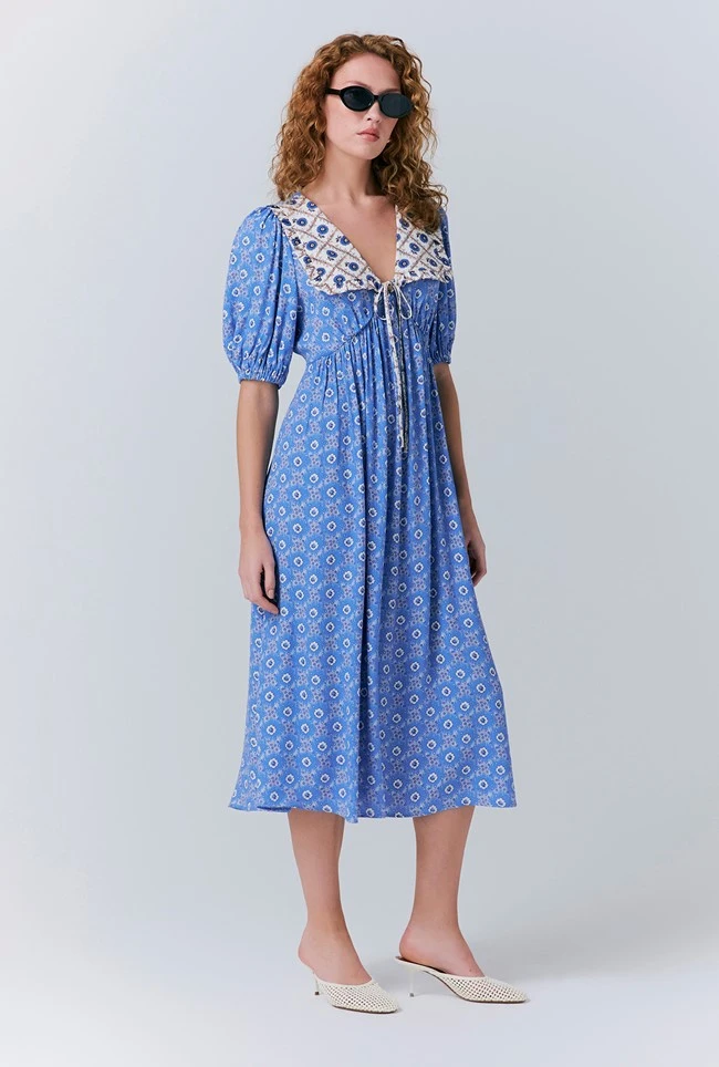 Nellie Crepe Collared Midi Smock Dress 5 Nellie Crepe Collared Midi Smock Dress - Image 3
