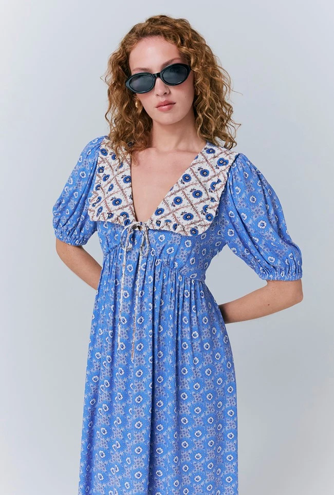 Nellie Crepe Collared Midi Smock Dress 4 Nellie Crepe Collared Midi Smock Dress - Image 2