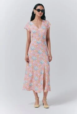 Blair Crepe Floral Sleeveless Midi Dress