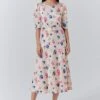 Lenora Satin Floral Belted Midi Dress -Ghost Fashion Store D10G052 Z87 33685 650px 964px