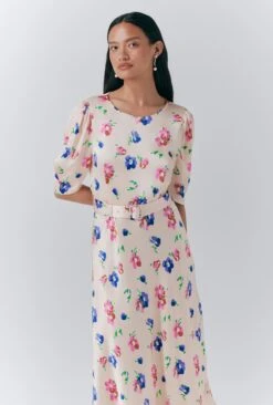 Lenora Satin Floral Belted Midi Dress 10 Lenora Satin Floral Belted Midi Dress -Ghost Fashion Store D10G052 Z87 33687 650px 964px