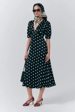 Alma Crepe Polka Dot Midi Dress 9 Alma Crepe Polka Dot Midi Dress -Ghost Fashion Store D10G054 Z27 33666 650px 964px