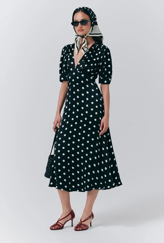 Alma Crepe Polka Dot Midi Dress 5 Alma Crepe Polka Dot Midi Dress - Image 3