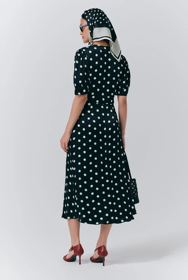 Alma Crepe Polka Dot Midi Dress 7 Alma Crepe Polka Dot Midi Dress - Image 5