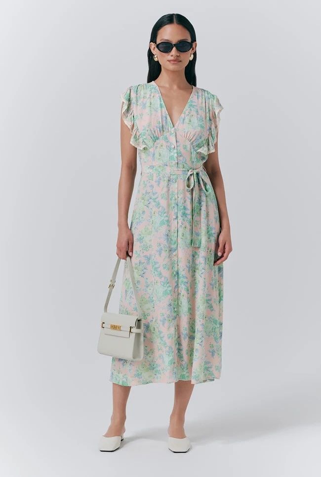 Lucia Crepe Floral Belted Midi Dress 3 Lucia Crepe Floral Belted Midi Dress