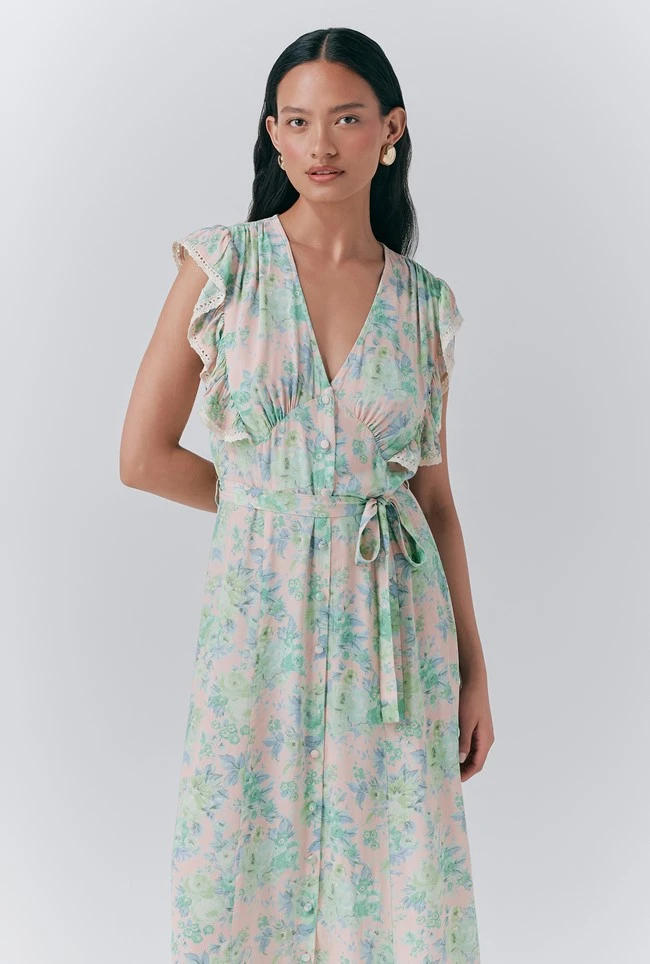 Lucia Crepe Floral Belted Midi Dress 6 Lucia Crepe Floral Belted Midi Dress - Image 4
