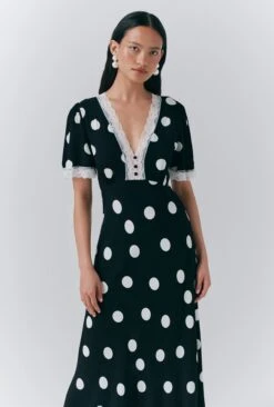 Belle Crepe Polka Dot Midi Tea Dress 10 Belle Crepe Polka Dot Midi Tea Dress -Ghost Fashion Store D10G057 Z14 33738 650px 964px