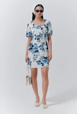 Reanna Linen Floral Short Dress