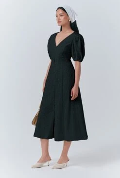 Selina Embroidered Cotton Midi Dress -Ghost Fashion Store D10G061 A01 33681 650px 964px