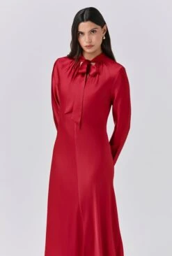 Stephanie Satin Tie Neck Midi Dress 10 Stephanie Satin Tie Neck Midi Dress -Ghost Fashion Store D11G001 G01 33793 650px 964px