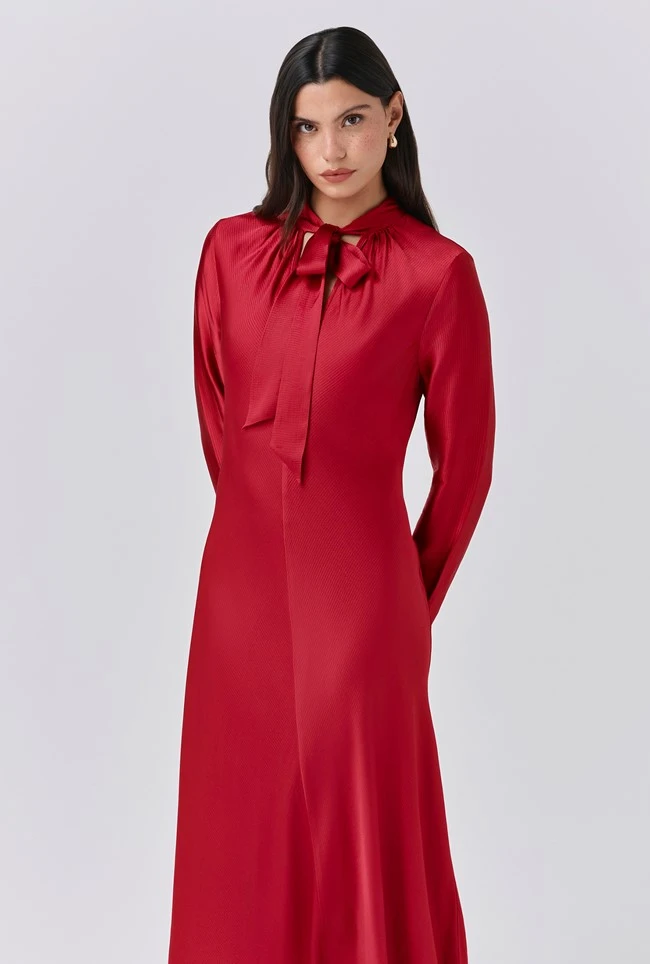 Stephanie Satin Tie Neck Midi Dress 6 Stephanie Satin Tie Neck Midi Dress - Image 4