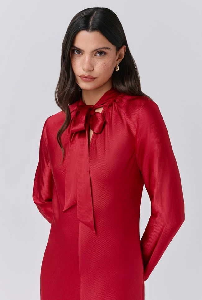 Stephanie Satin Tie Neck Midi Dress 4 Stephanie Satin Tie Neck Midi Dress - Image 2