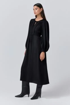 Layla Crepe Tie Neck Midi Dress -Ghost Fashion Store D11G006 A01 33827 650px 964px