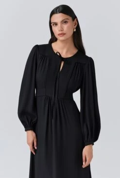 Layla Crepe Tie Neck Midi Dress -Ghost Fashion Store D11G006 A01 33829 650px 964px