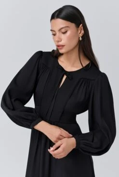 Layla Crepe Tie Neck Midi Dress -Ghost Fashion Store D11G006 A01 33830 650px 964px