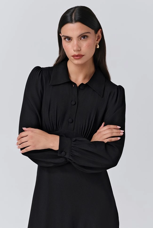 Wendy Crepe Collared Neck Midi Dress 4 Wendy Crepe Collared Neck Midi Dress - Image 2