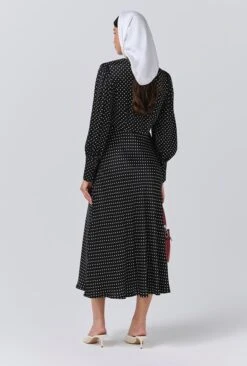 Fiona Satin Polka Dot Midi Dress -Ghost Fashion Store D11G020 Z14 33938 650px 964px
