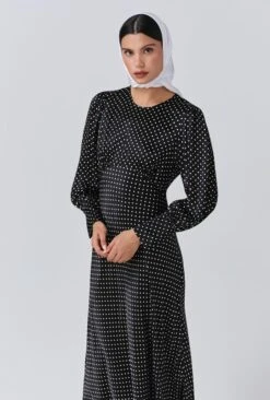 Fiona Satin Polka Dot Midi Dress -Ghost Fashion Store D11G020 Z14 33939 650px 964px