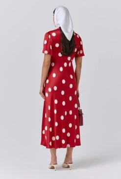 Elizabeth Polka Dot Satin Midi Tea Dress 11 Elizabeth Polka Dot Satin Midi Tea Dress -Ghost Fashion Store D11G022 Z49 33969 650px 964px