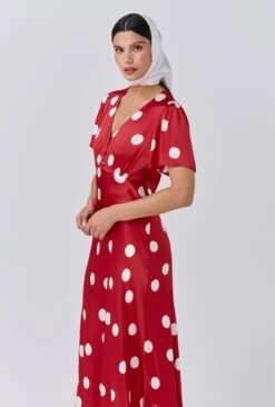 Elizabeth Polka Dot Satin Midi Tea Dress 10 Elizabeth Polka Dot Satin Midi Tea Dress -Ghost Fashion Store D11G022 Z49 33970 650px 964px