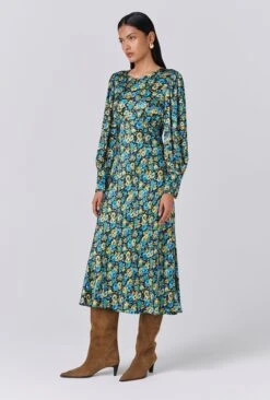 Fiona Satin Boat Neck Midi Dress -Ghost Fashion Store D11G033 Z02 33973 650px 964px