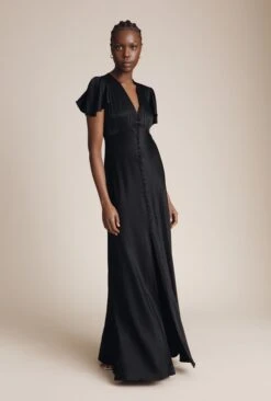 Delphine Satin Maxi Dress Black -Ghost Fashion Store DF46CA A01 24057 650px 964px