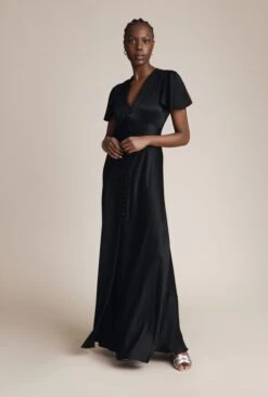 Delphine Satin Maxi Dress Black -Ghost Fashion Store DF46CA A01 24058 650px 964px