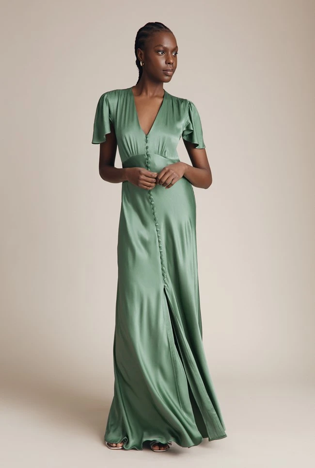 Delphine Satin Maxi Dress Soft Green 3 Delphine Satin Maxi Dress Soft Green