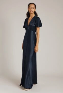 Delphine Satin Maxi Dress Navy -Ghost Fashion Store DF46CA K10 23058 650px 964px