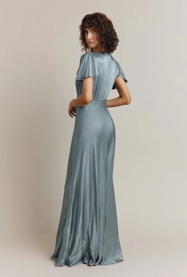 Delphine Satin Maxi Dress Slate Blue 6 Delphine Satin Maxi Dress Slate Blue - Image 4
