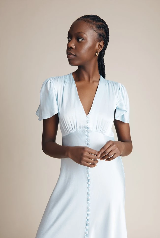 Delphine Satin Maxi Dress Pale Blue 4 Delphine Satin Maxi Dress Pale Blue - Image 2