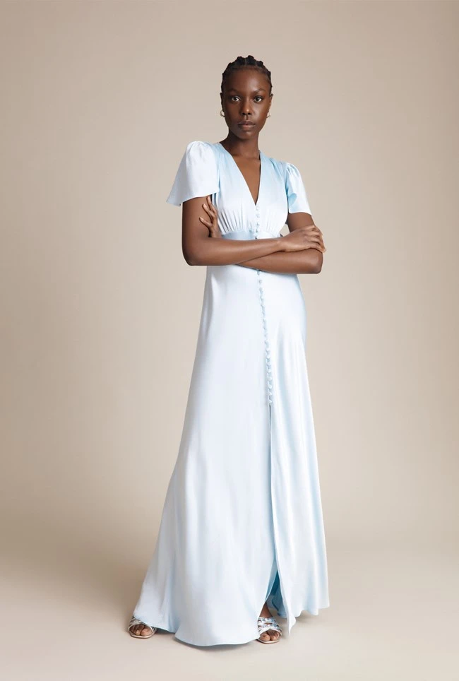 Delphine Satin Maxi Dress Pale Blue 6 Delphine Satin Maxi Dress Pale Blue - Image 4