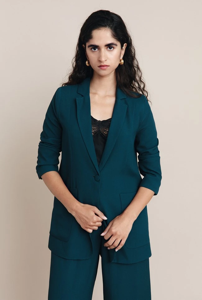 Wren Crepe Blazer Petrol Green 3 Wren Crepe Blazer Petrol Green