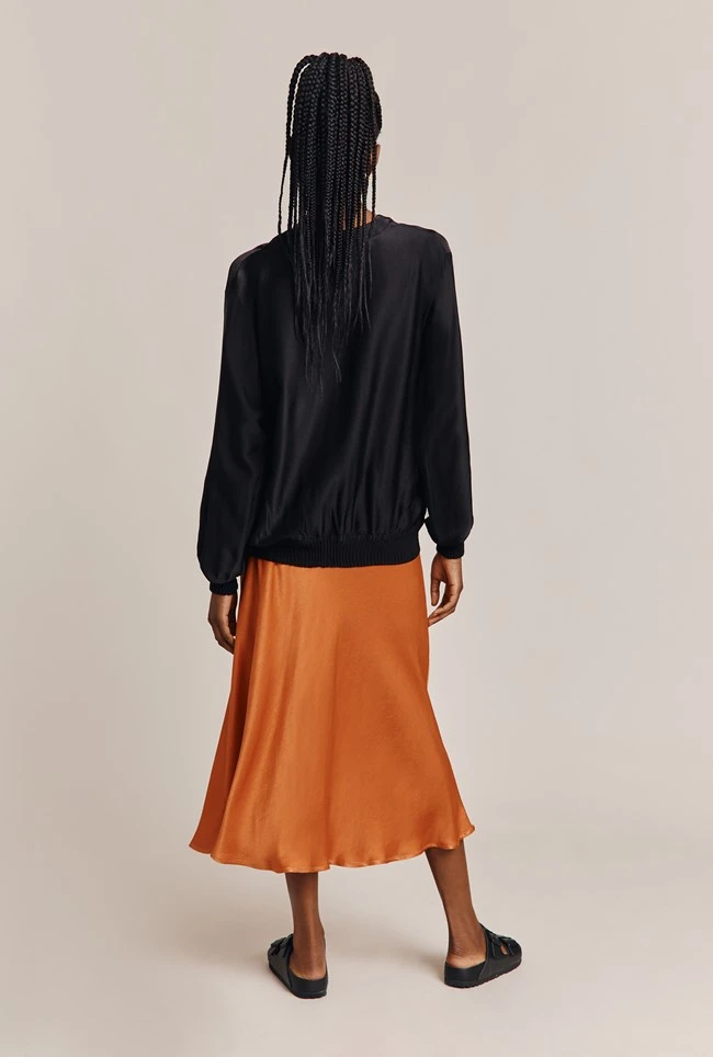 Mia Satin Bomber Jacket Black 5 Mia Satin Bomber Jacket Black - Image 3