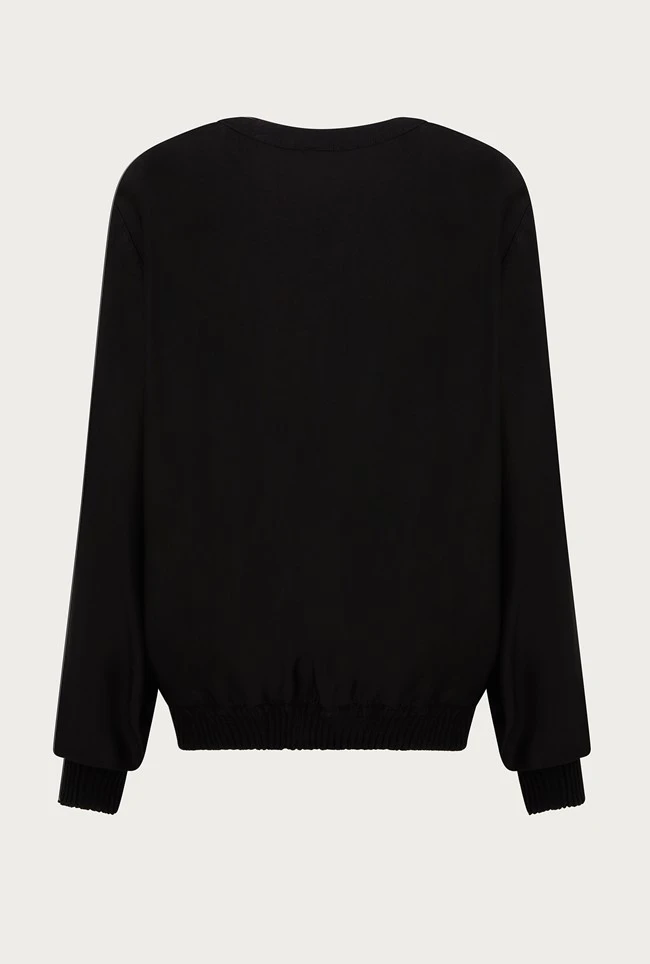 Mia Satin Bomber Jacket Black 8 Mia Satin Bomber Jacket Black - Image 6