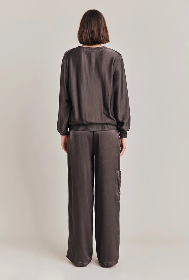 Mia Satin Bomber Jacket Dark Charcoal 7 Mia Satin Bomber Jacket Dark Charcoal - Image 5