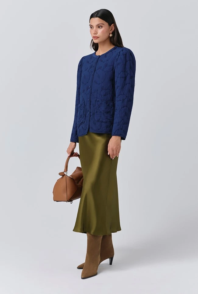 Zara Quilted Crepe Embroidered Button Through Jacket 5 Zara Quilted Crepe Embroidered Button Through Jacket - Image 3