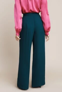 Mae Crepe Wide-Leg Trousers Petrol Green -Ghost Fashion Store P05G002 K72 25229 650px 964px