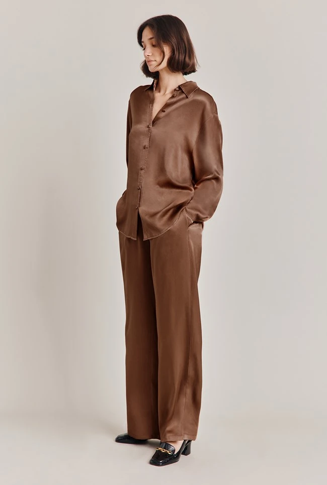 Imogen Satin Wide Leg Trouser Acorn 3 Imogen Satin Wide Leg Trouser Acorn