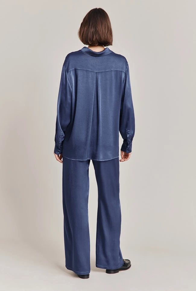 Imogen Satin Wide Leg Trouser Dark Blue 6 Imogen Satin Wide Leg Trouser Dark Blue - Image 4