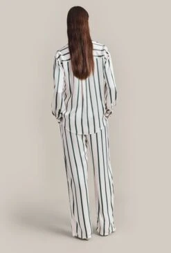 Imogen Satin Wide Leg Trouser Green Stripe 8 Imogen Satin Wide Leg Trouser Green Stripe -Ghost Fashion Store P06G003A Z80 29382 650px 964px