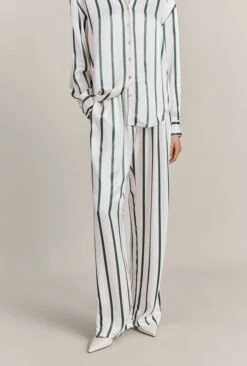 Imogen Satin Wide Leg Trouser Green Stripe 9 Imogen Satin Wide Leg Trouser Green Stripe -Ghost Fashion Store P06G003A Z80 29383 650px 964px