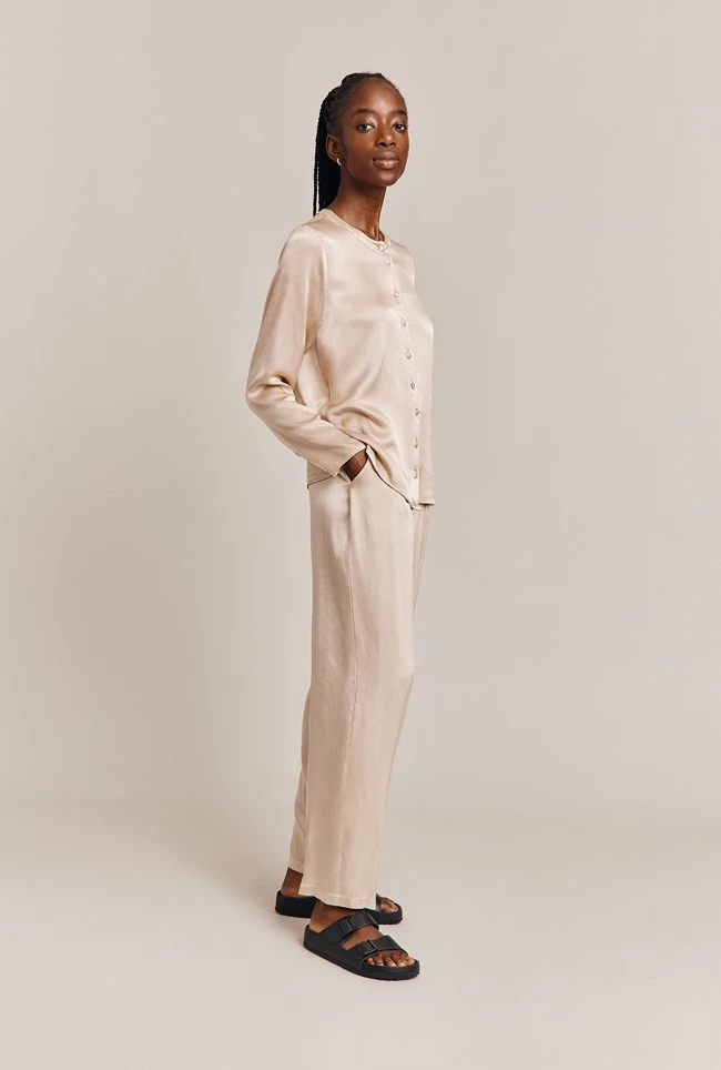 Ella Satin Trouser Stone 5 Ella Satin Trouser Stone - Image 3