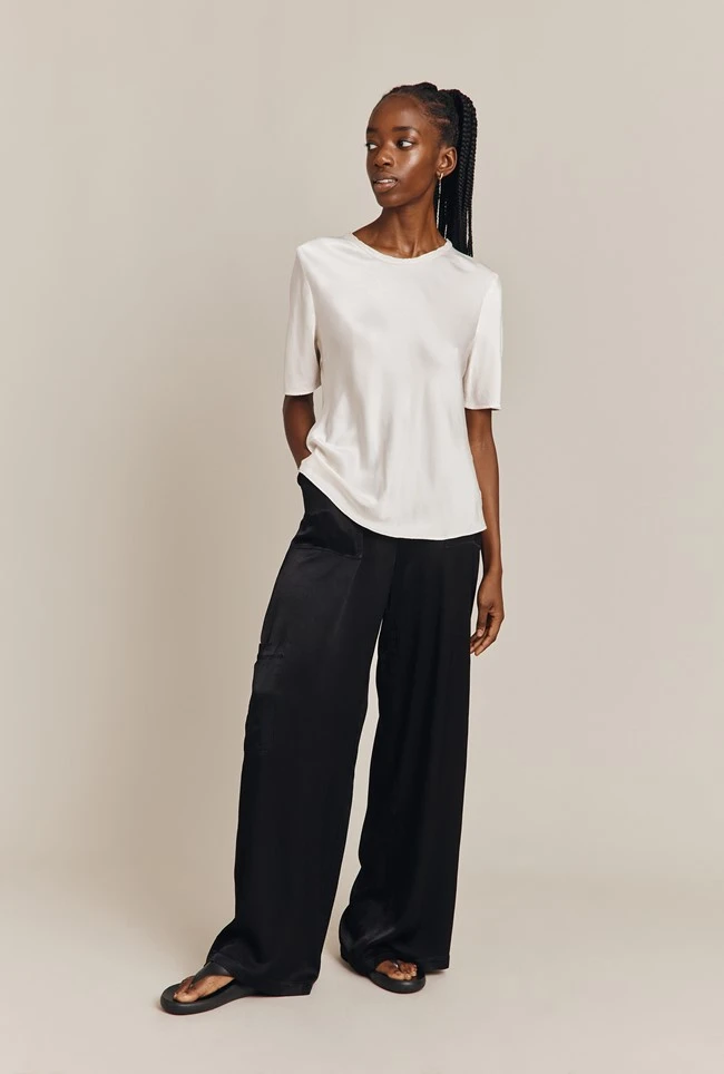 Aurora Satin Cargo Trousers Black 4 Aurora Satin Cargo Trousers Black - Image 2