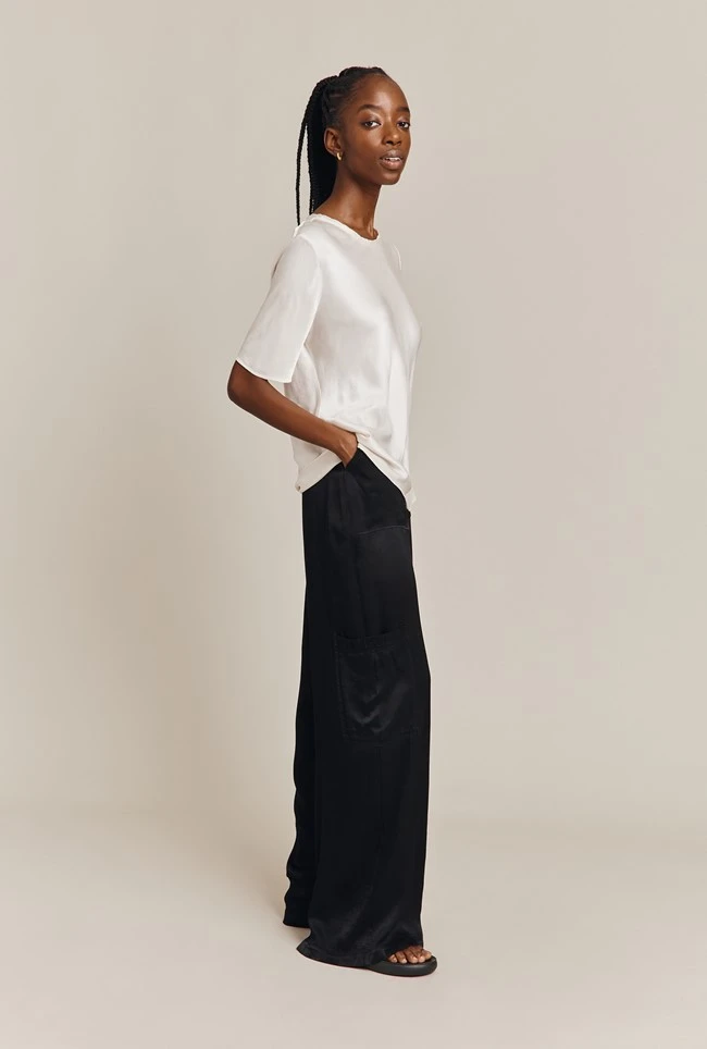 Aurora Satin Cargo Trousers Black 7 Aurora Satin Cargo Trousers Black - Image 5