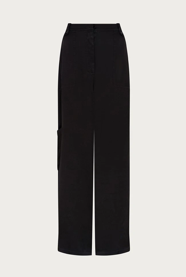 Aurora Satin Cargo Trousers Black 9 Aurora Satin Cargo Trousers Black - Image 7