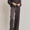 Aurora Satin Cargo Trousers Dark Charcoal