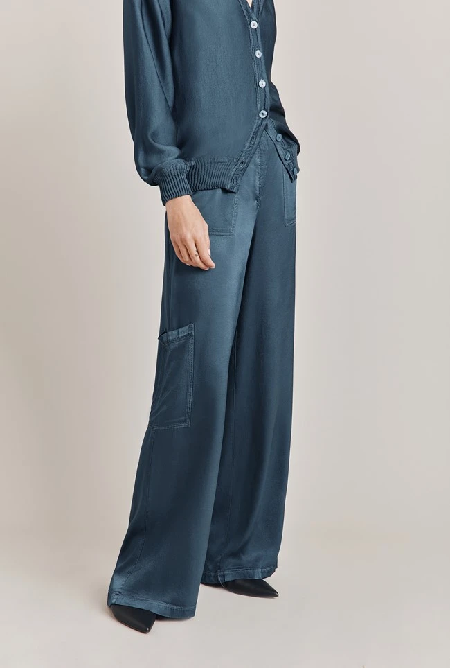 Aurora Satin Cargo Trousers Dark Denim 5 Aurora Satin Cargo Trousers Dark Denim - Image 3